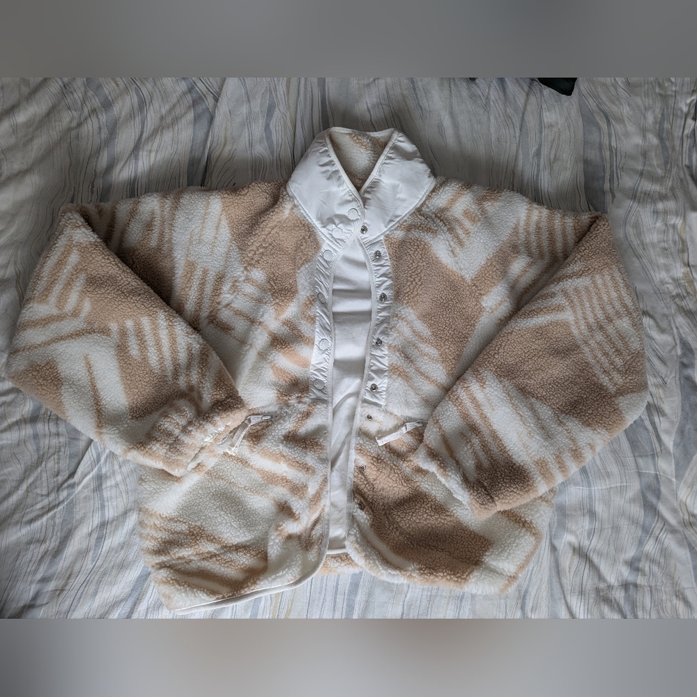 Free people hit the slopes printed fleece jacket